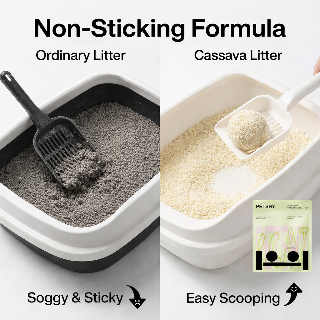 Cassava cat litter