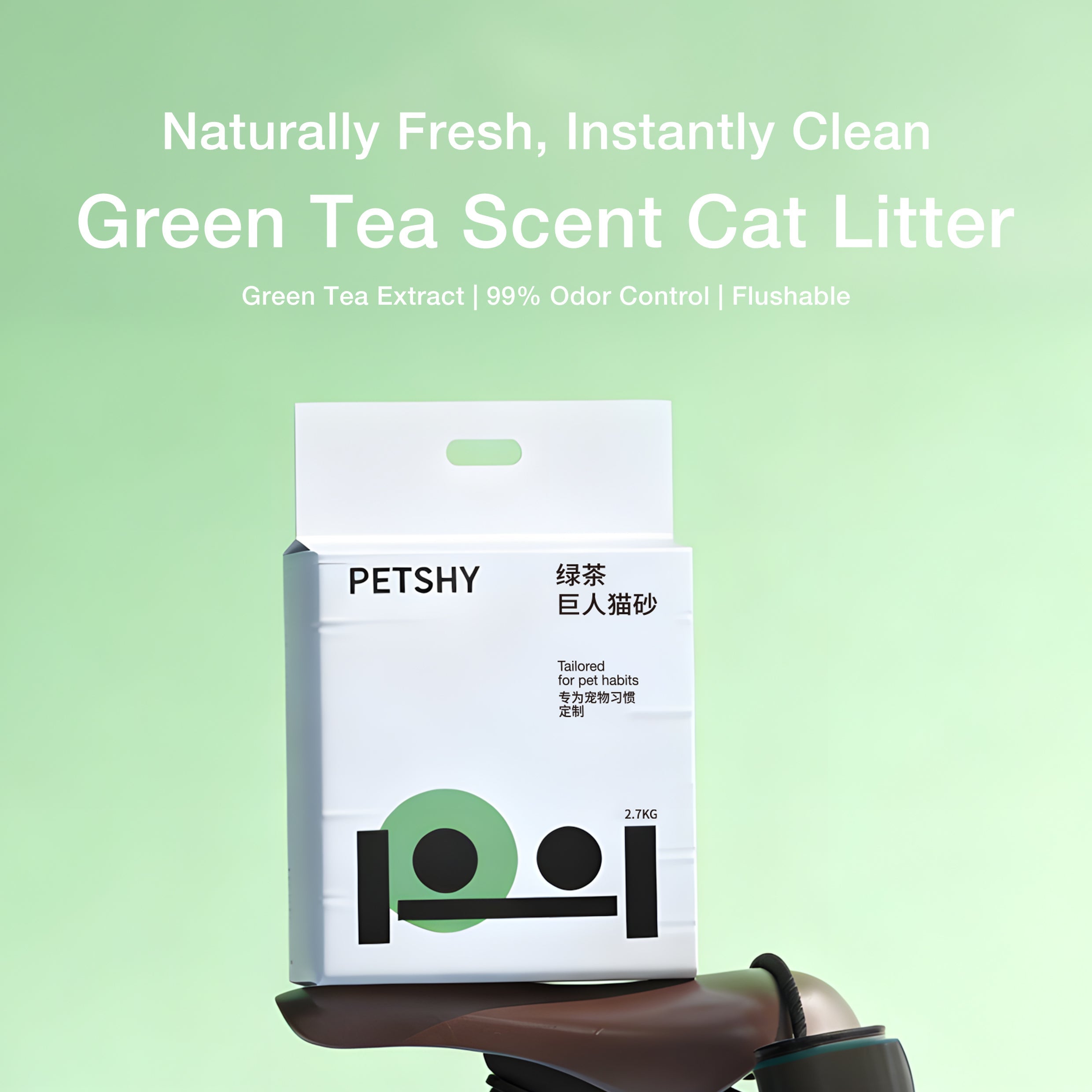 1.5mm Green tea Tofu Cat Litter Fine Mixed Bentonite Deodorant Dust-free